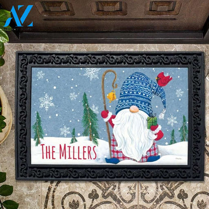 Happy Holidays Winter Gnome Personalized Doormat - 18" x 30"