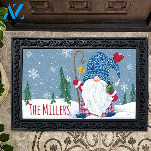 Happy Holidays Winter Gnome Personalized Doormat - 18" x 30"