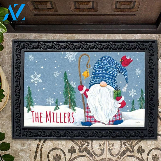 Happy Holidays Winter Gnome Personalized Doormat - 18" x 30"