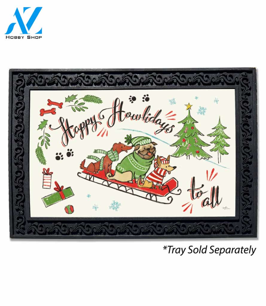 Happy Howlidays Pup Sled Doormat - 18" x 30"