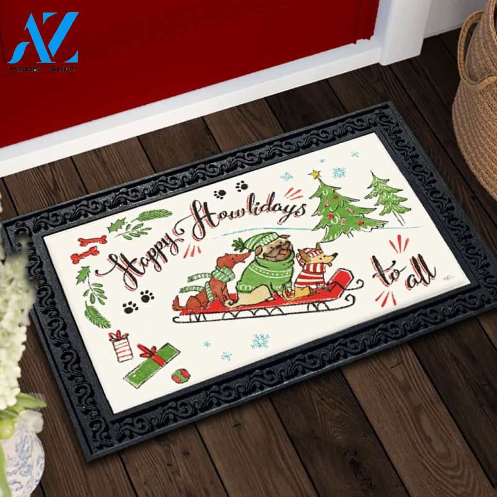 Happy Howlidays Pup Sled Doormat - 18" x 30"