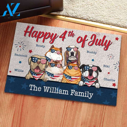 Happy Independence Day - 4th Of July Funny Personalized Pet Doormat (Cat & Dog) 