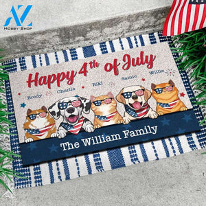 Happy Independence Day - 4th Of July Funny Personalized Pet Doormat (Cat & Dog) 