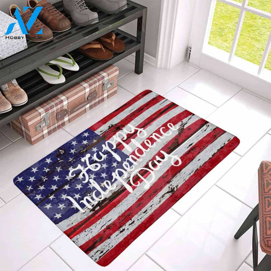 Happy Independence Day American Memorial Day on USA Flag Doormat Rug Home Decor Floor Mat Indoor and Outdoor Doormat Warm House Gift Welcome Mat Gift for Friend Family