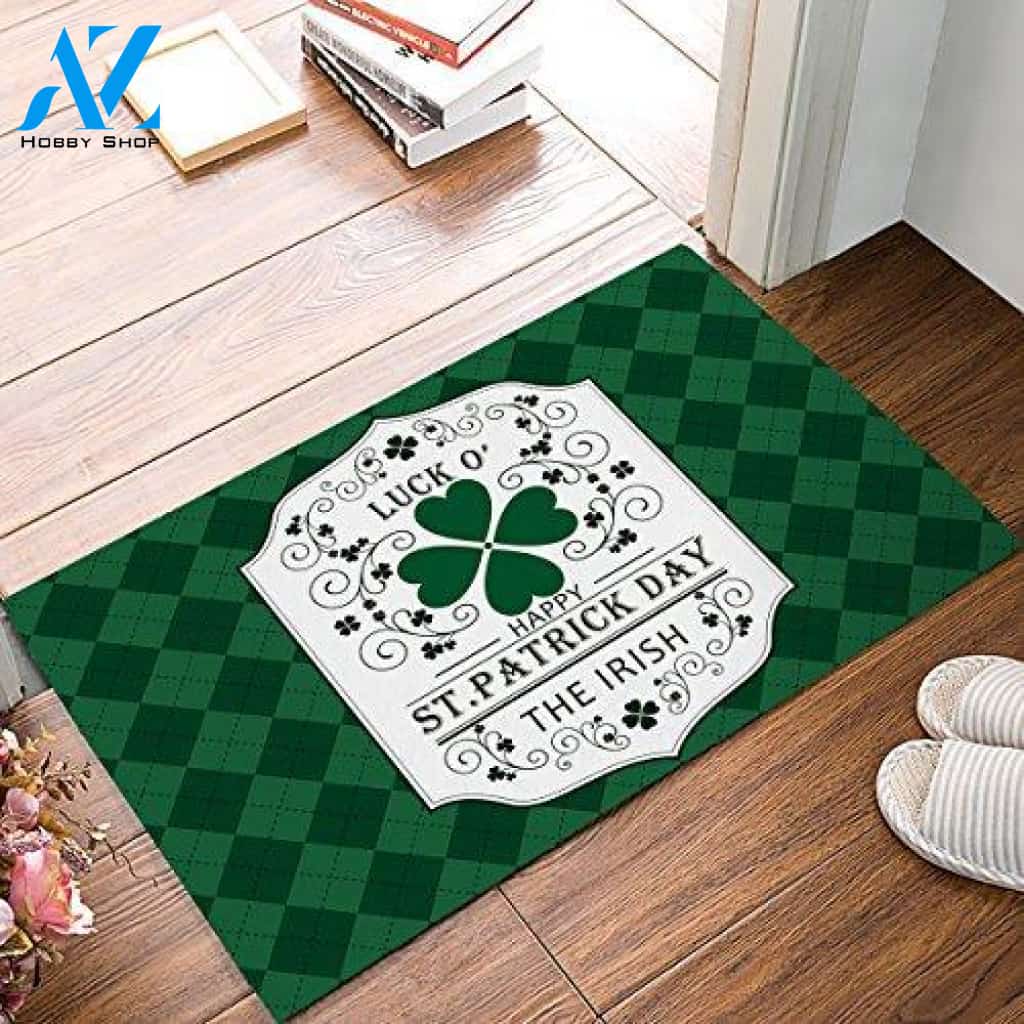 Happy Irish St Patrick's Day Easy Clean Welcome DoorMat | Felt And Rubber | DO1586
