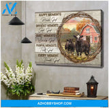Happy Moments Angus Cow Farm Canvas Wall Art Decor