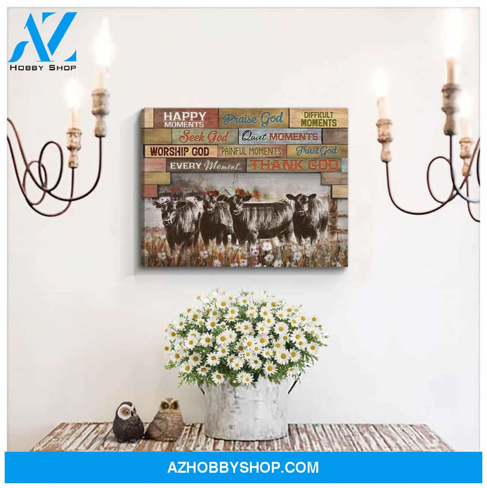 Happy Moments Farm Angus Cows Canvas Wall Art Decor