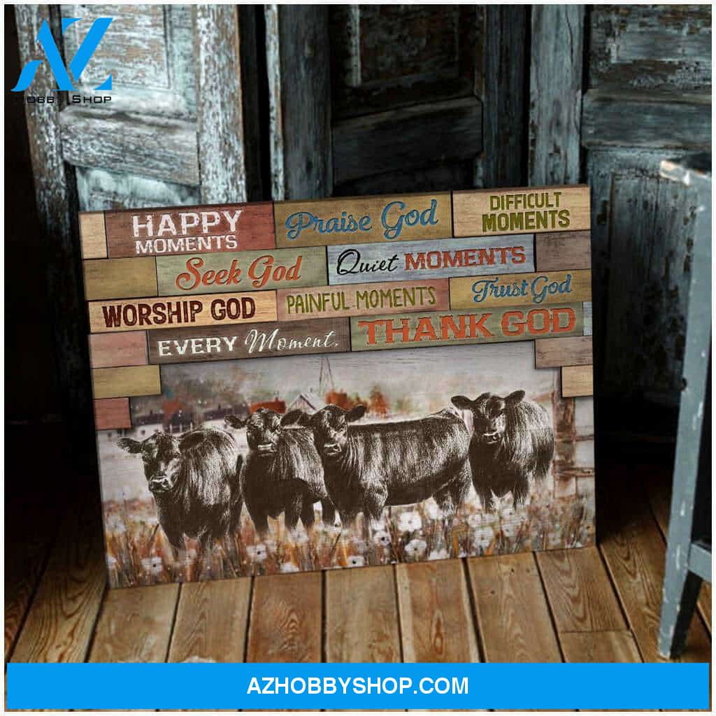 Happy Moments Farm Angus Cows Canvas Wall Art Decor