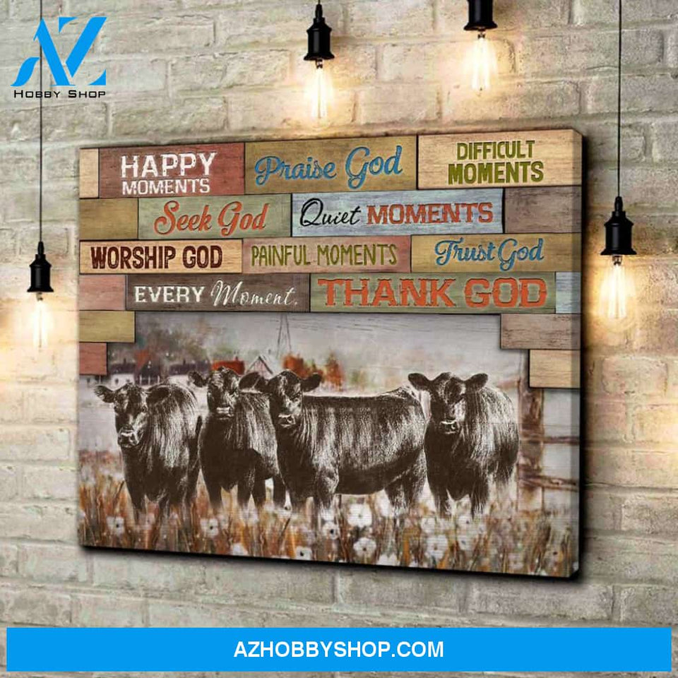 Happy Moments Farm Angus Cows Canvas Wall Art Decor