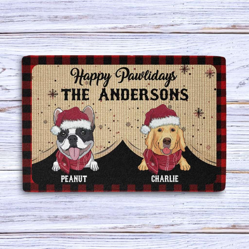 Happy Pawlidays - Personalized Custom Doormat