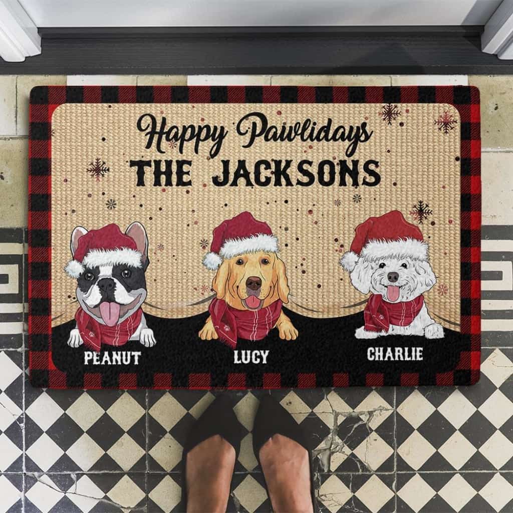 Happy Pawlidays - Personalized Custom Doormat
