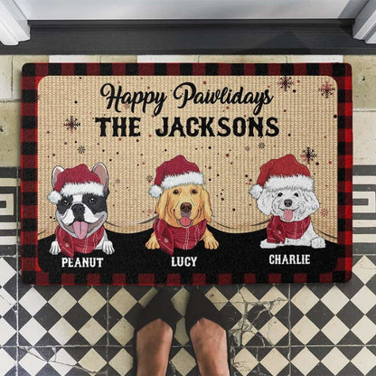 Happy Pawlidays - Personalized Custom Doormat
