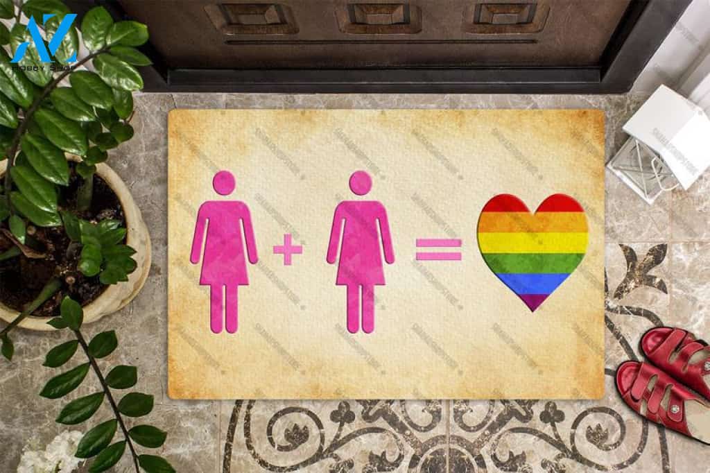 Happy Pride Month Doormat, LGBT Rainbow Flag Heart Door Mat Rug, Lesbian Gay Pride, LGBTQ Love Month Gifts, Housewarming Birthday Gifts