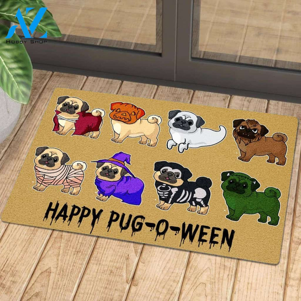 Happy Pug-o-ween Halloween Doormat | Welcome Mat | House Warming Gift