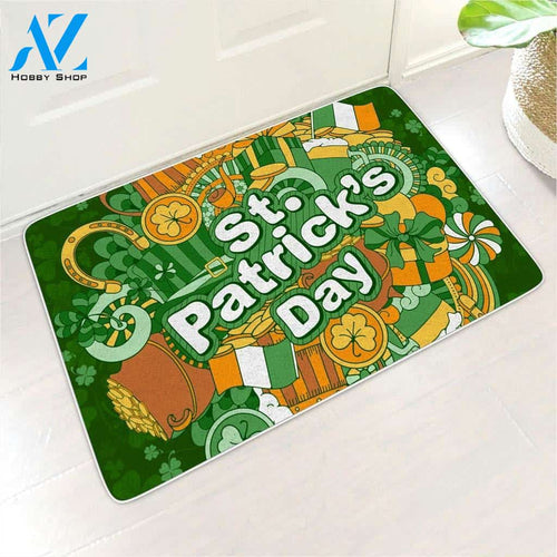 Happy St Patrick's Day Easy Clean Welcome DoorMat | Felt And Rubber | DO1578