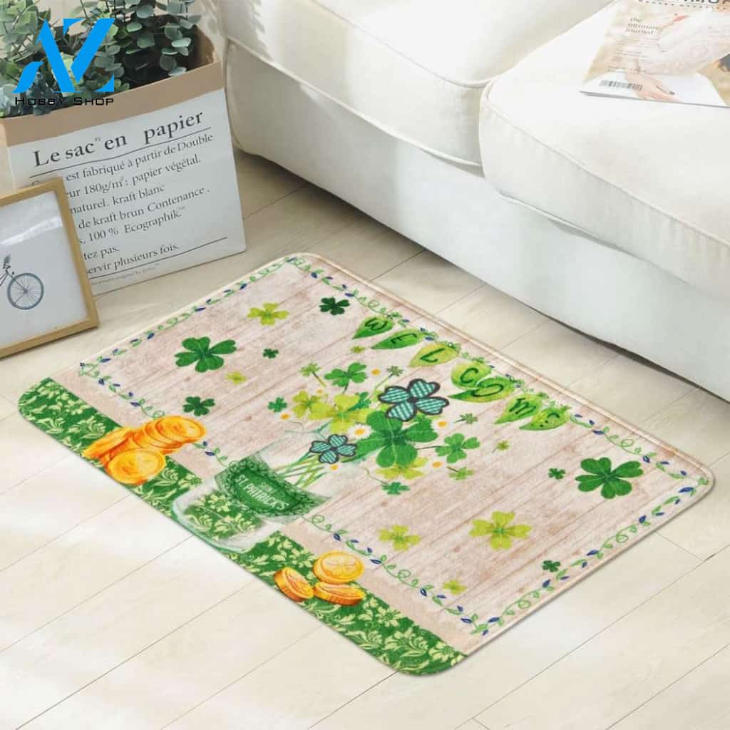 Happy St Patrick’s Day Easy Clean Welcome DoorMat | Felt And Rubber | DO1683