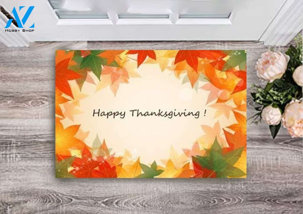 Happy Thanksgiving Autumn Leaves Doormat Indoor and Outdoor Mat Entrance Rug Sweet Home Decor Housewarming Gift for Friend Family