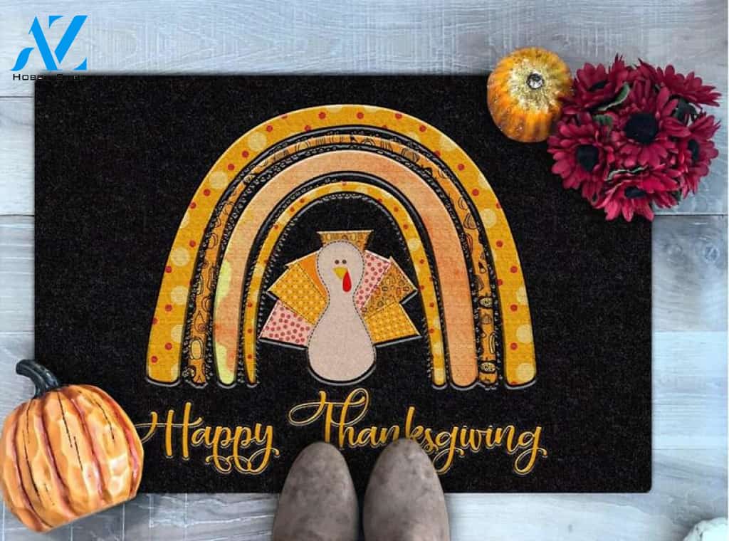 Happy Thanksgiving Cute Turkey Doormat Welcome Mat Housewarming Gift Home Decor Funny Doormat Gift For Thanksgiving Halloween Christmas