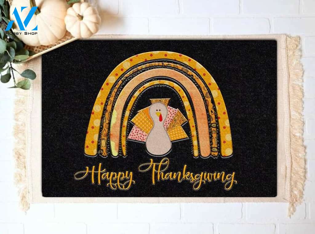 Happy Thanksgiving Cute Turkey Doormat Welcome Mat Housewarming Gift Home Decor Funny Doormat Gift For Thanksgiving Halloween Christmas