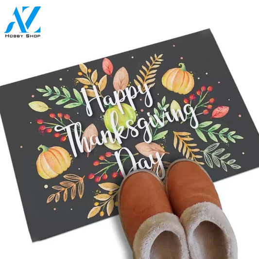 Happy Thanksgiving Day Colorful Leaves Pattern Doormat for Entrance Indoor and Outdoor Mat Entrance Rug Sweet Home Decor Housewarming Gift for Friend Family