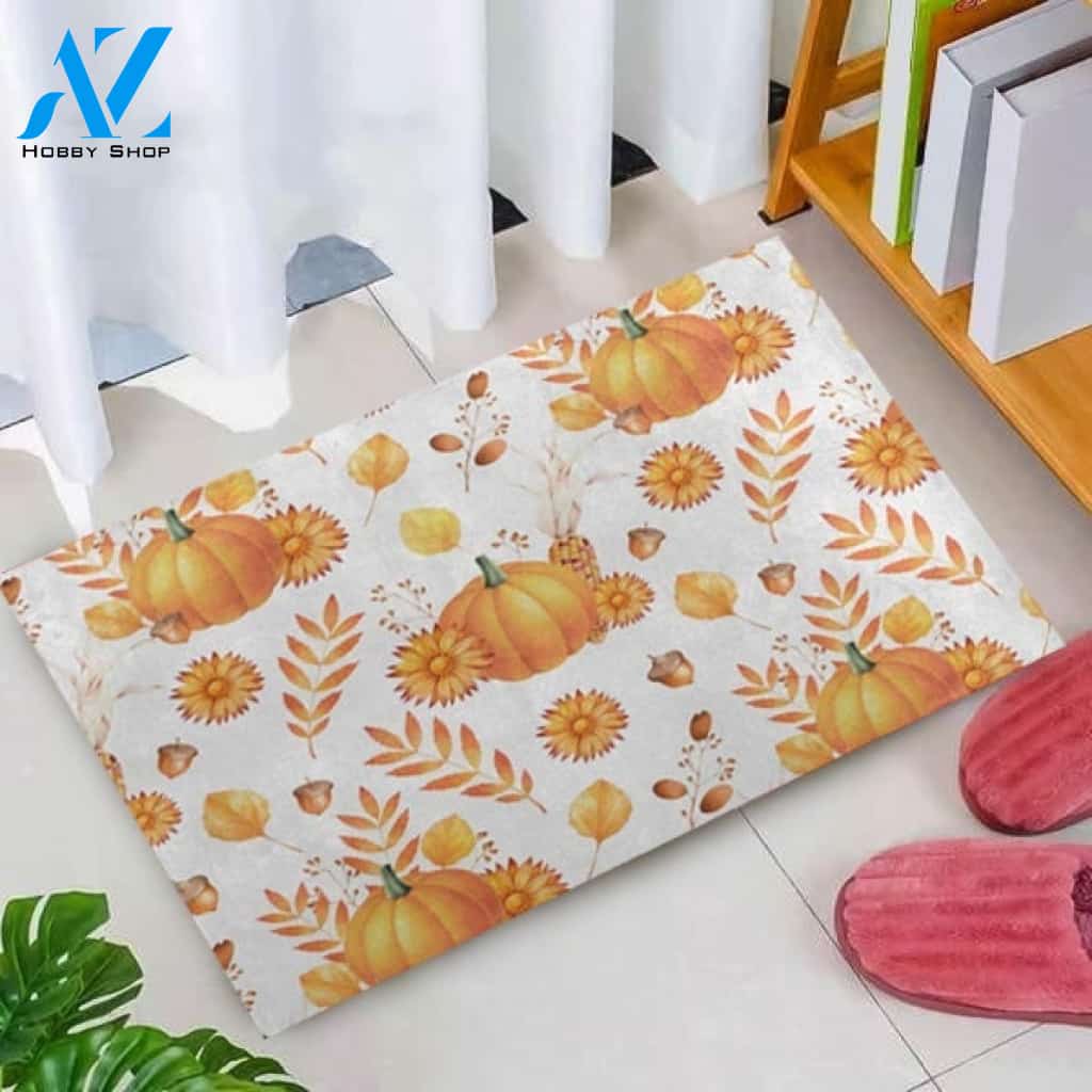 Happy Thanksgiving Day Pumpkin Sunflower Doormat Welcome Mat Housewarming Home Decor Funny Doormat Gift Idea