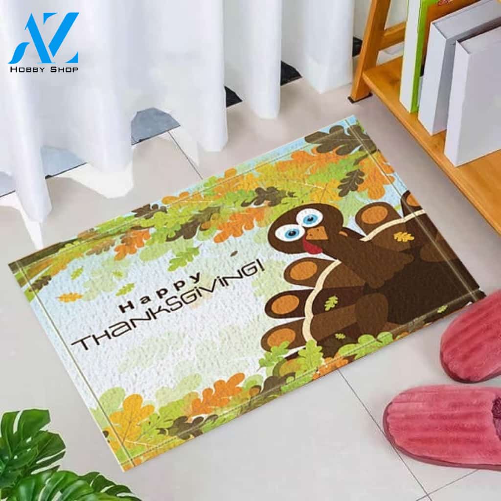Happy Thanksgiving Funny Turkey Decor Doormat Welcome Mat Housewarming Home Decor Funny Doormat Gift Idea