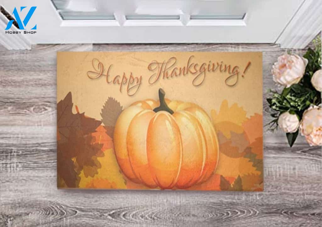Happy Thanksgiving Giant Pumpkin Doormat Welcome Mat Housewarming Home Decor Funny Doormat Gift for Friend & Family