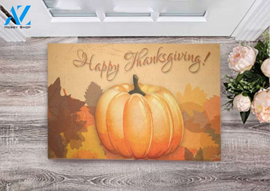 Happy Thanksgiving Giant Pumpkin Doormat Welcome Mat Housewarming Home Decor Funny Doormat Gift for Friend & Family
