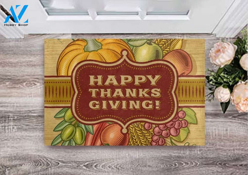 Happy Thanksgiving Printed Floor Rug Indoor and Outdoor Mat Entrance Rug Sweet Home Decor Housewarming, Gift For Friend Family