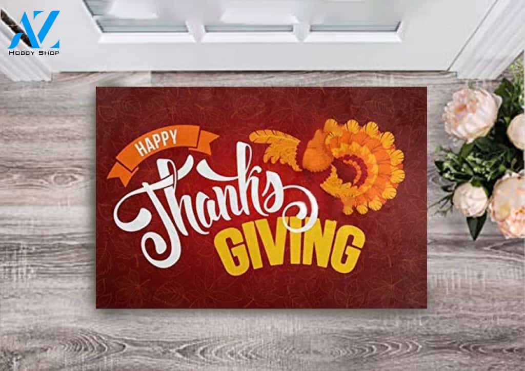 Happy Thanksgiving Roast Turkey Indoor and Outdoor Mat Entrance Rug Sweet Home Decor Housewarming For Friend Family
