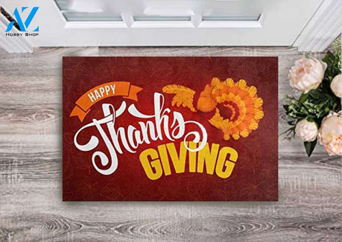 Happy Thanksgiving Roast Turkey Indoor and Outdoor Mat Entrance Rug Sweet Home Decor Housewarming For Friend Family