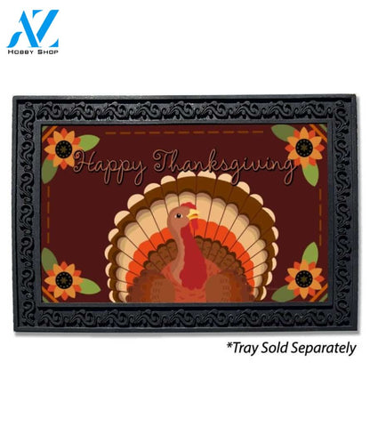 Happy Thanksgiving Turkey and Sunflowers Doormat - 18" x 30"
