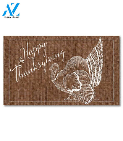 Happy Thanksgiving Turkey Burlap Doormat - 18" x 30"