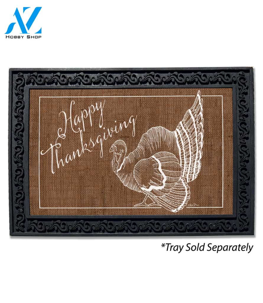 Happy Thanksgiving Turkey Burlap Doormat - 18" x 30"