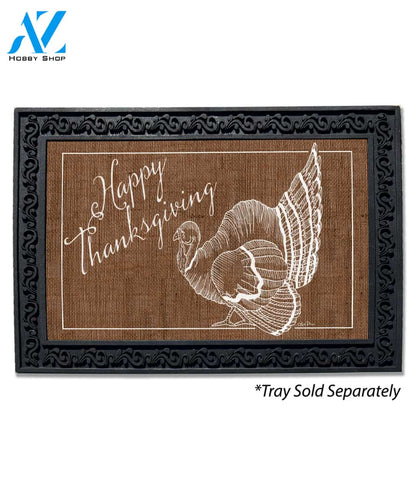 Happy Thanksgiving Turkey Burlap Doormat - 18" x 30"