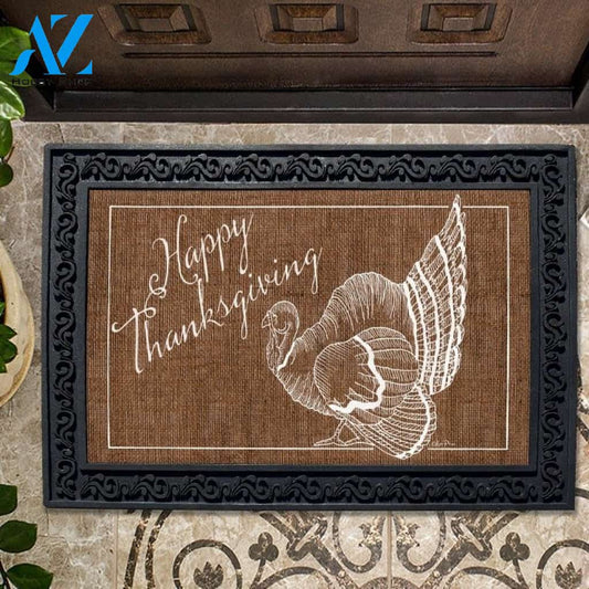 Happy Thanksgiving Turkey Burlap Doormat - 18" x 30"