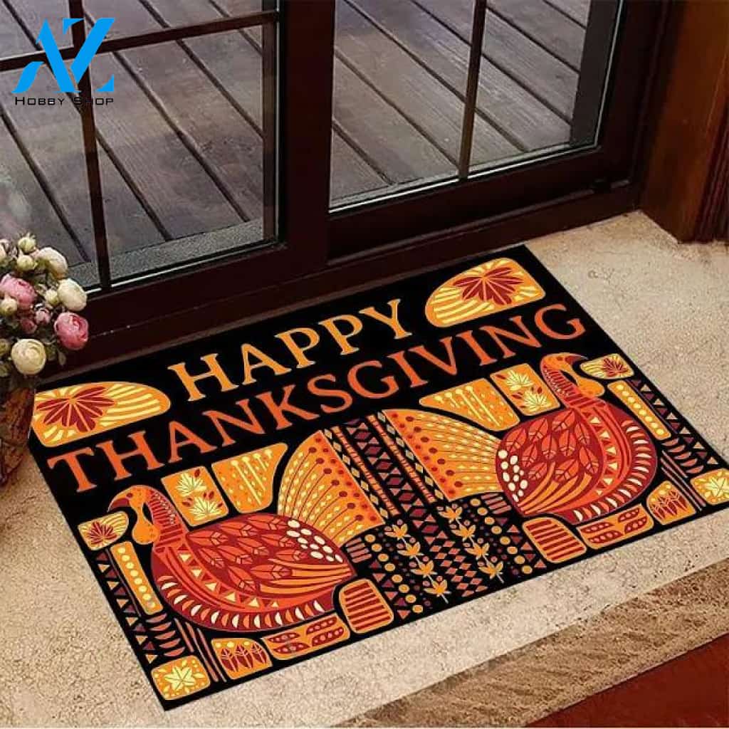 Happy Thanksgiving Turkey Doormat Welcome Mat Housewarming Gift Home Decor Funny Doormat Thanksgiving Decor Halloween Christmas Thanksgiving Holiday Gift