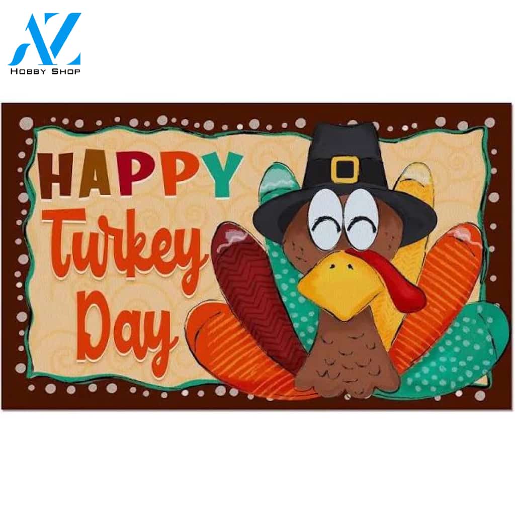 Happy Turkey Day Thanksgiving Doormat Welcome Mat Housewarming Gift Home Decor Funny Doormat Gift For Thanksgiving Halloween Christmas