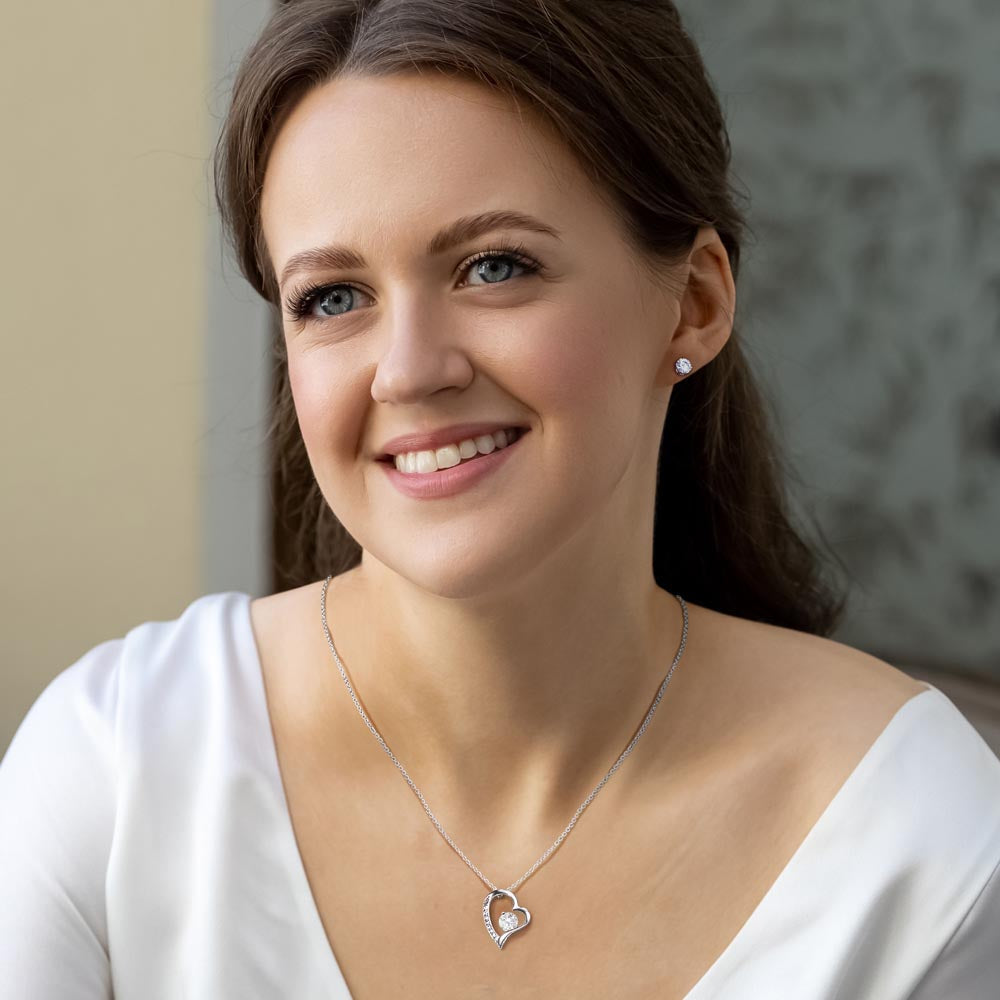 Happy Valentine's Day Babe Forever Love Heart Necklace And Earring Set