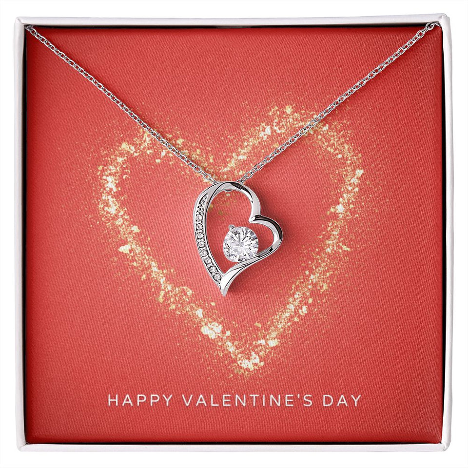 Happy Valentine's Day Forever Love Heart Necklace