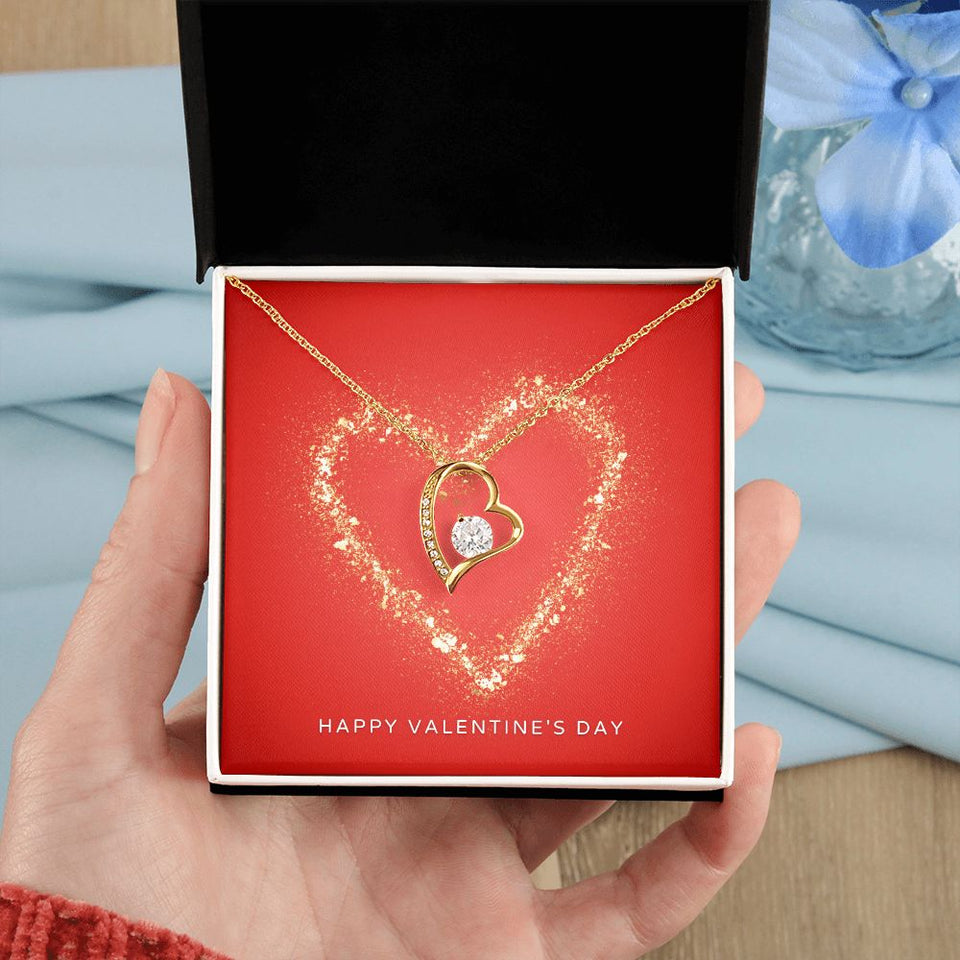 Happy Valentine's Day Forever Love Heart Necklace