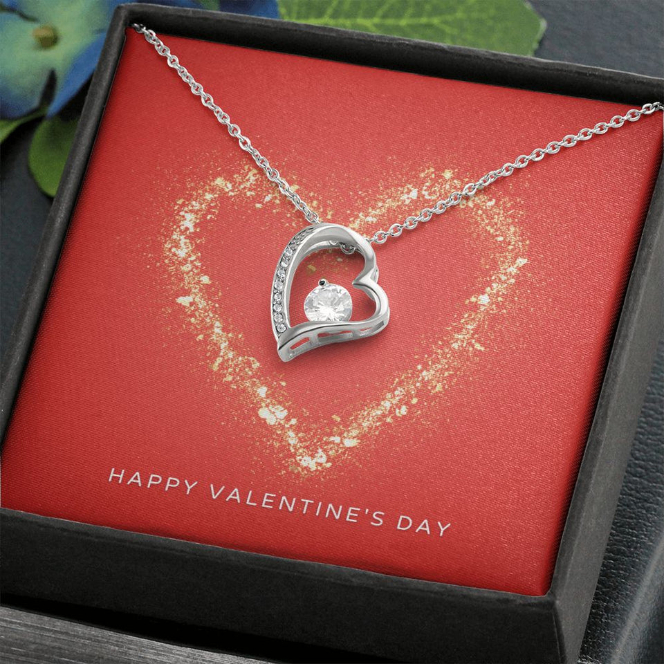 Happy Valentine's Day Forever Love Heart Necklace