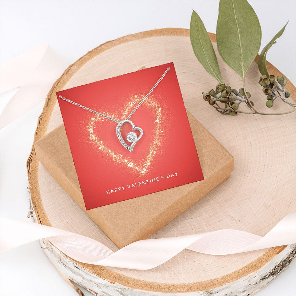 Happy Valentine's Day Forever Love Heart Necklace
