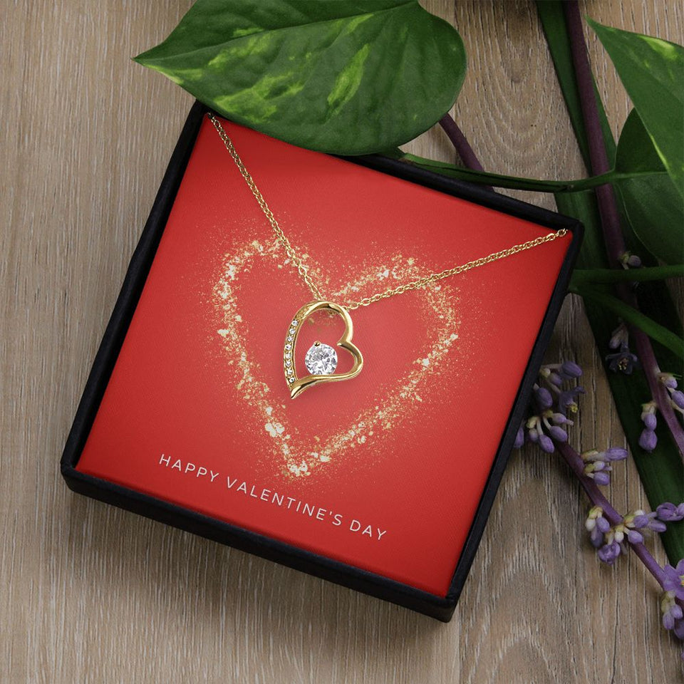 Happy Valentine's Day Forever Love Heart Necklace