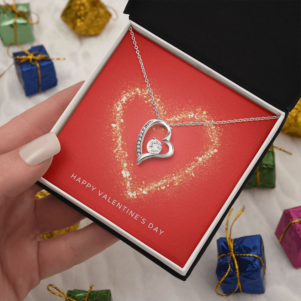 Happy Valentine's Day Forever Love Heart Necklace