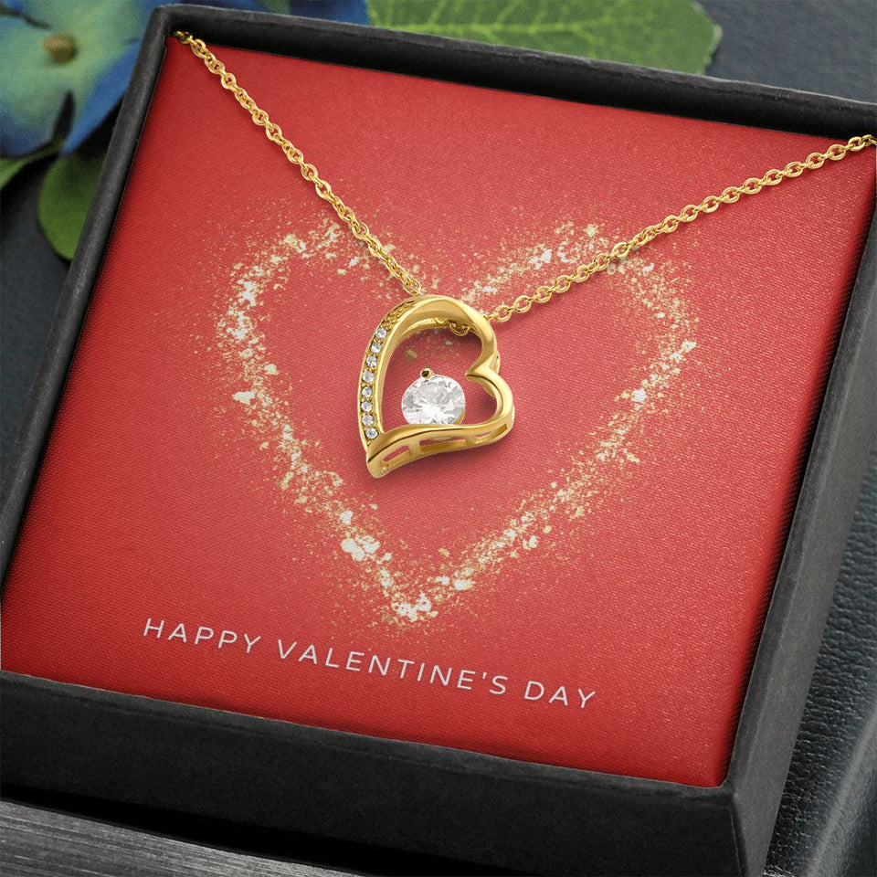 Happy Valentine's Day Forever Love Heart Necklace