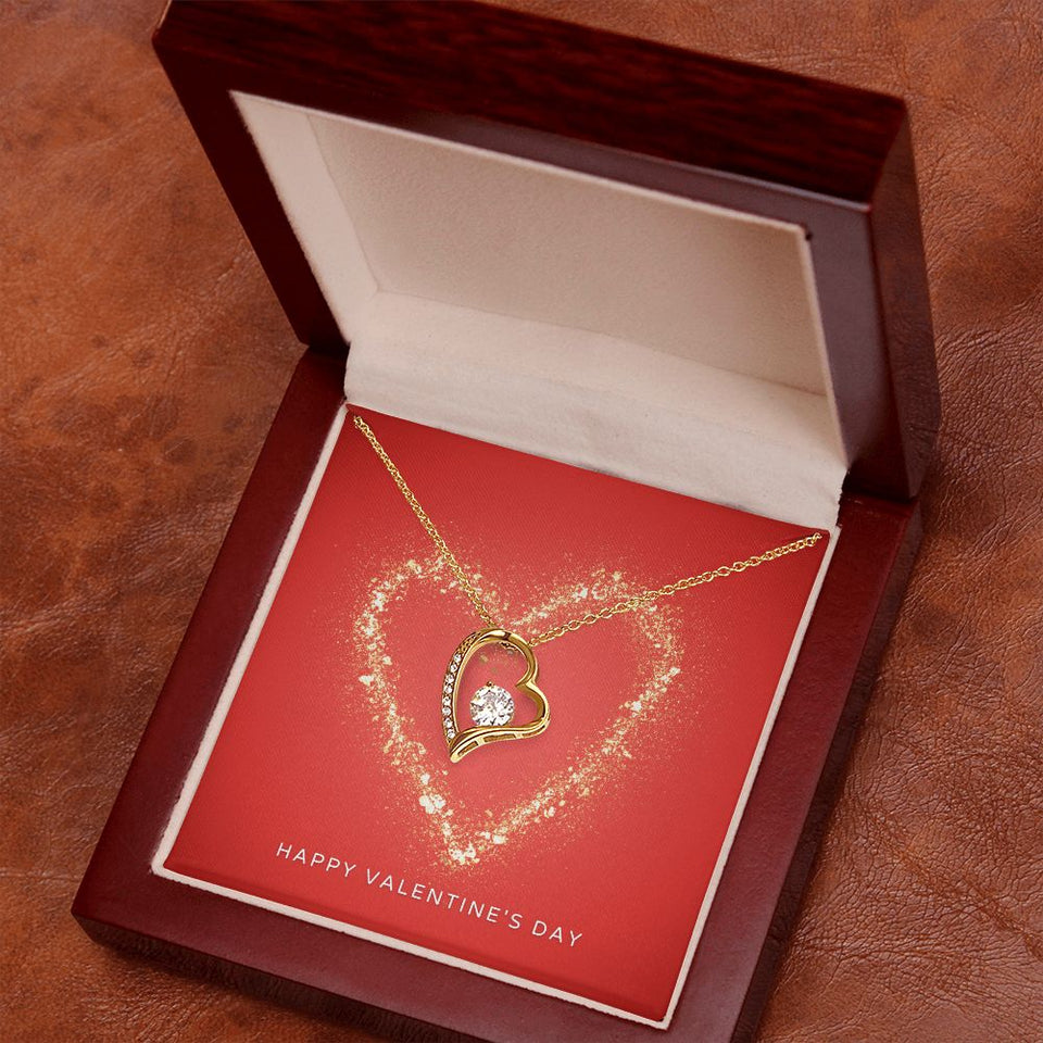 Happy Valentine's Day Forever Love Heart Necklace