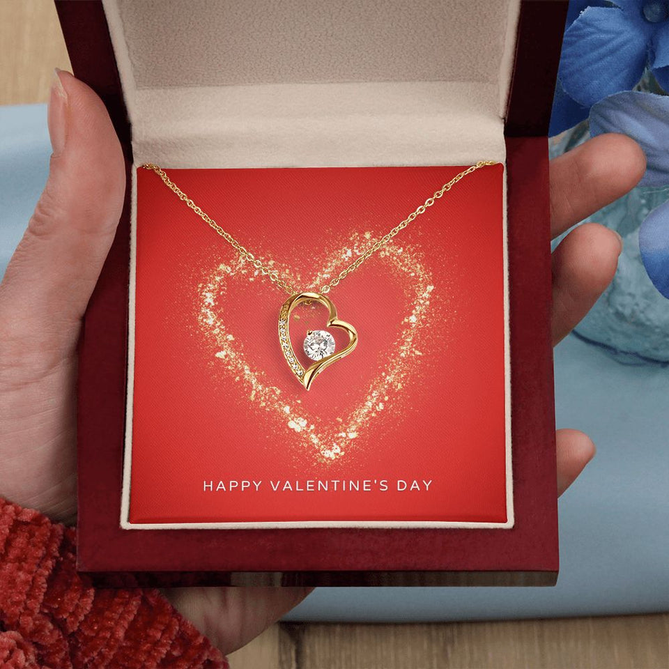 Happy Valentine's Day Forever Love Heart Necklace