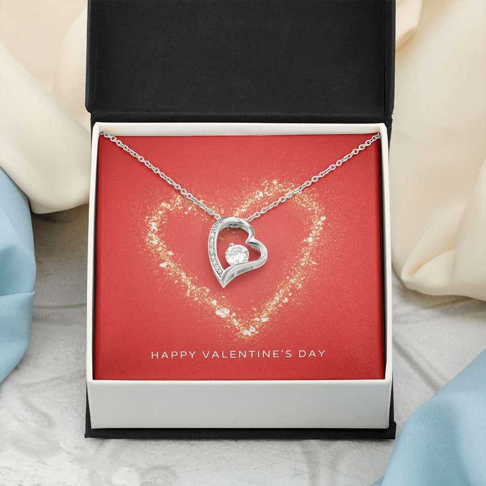 Happy Valentine's Day Forever Love Heart Necklace