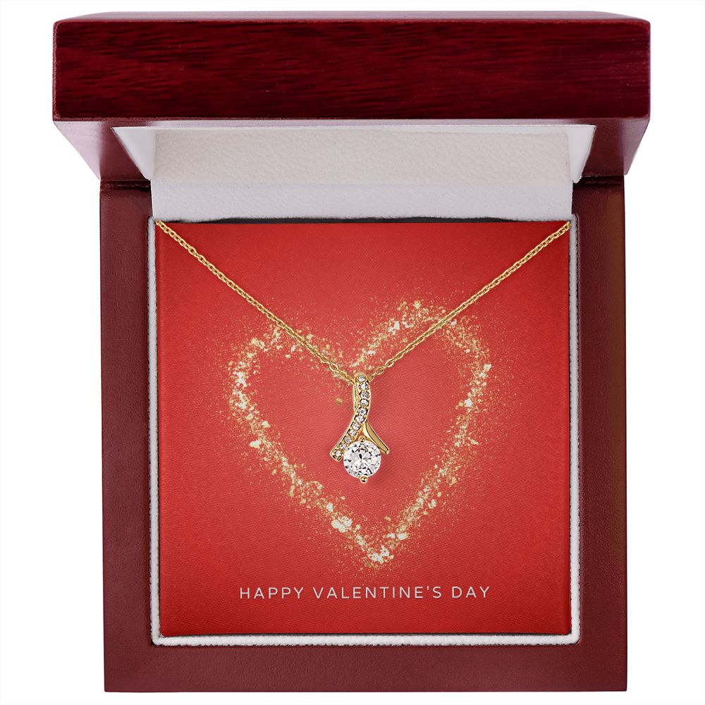 Happy Valentine's Day Gold Heart Alluring Beauty Necklace